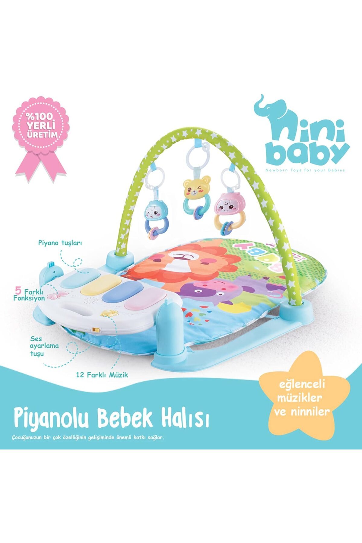 Genel Markalar -ninibaby Nini Baby Nini Baby Piyanolu Oyun Halısı Hediyeli fotoğrafı 3 (önizleme)