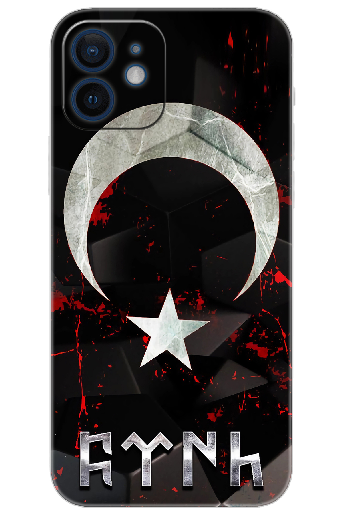 iPhone 12 Compatible Case Pattern Printed Silicone Moon Star and Göktürk Turkish NGO:636 CP-OXGQeSM