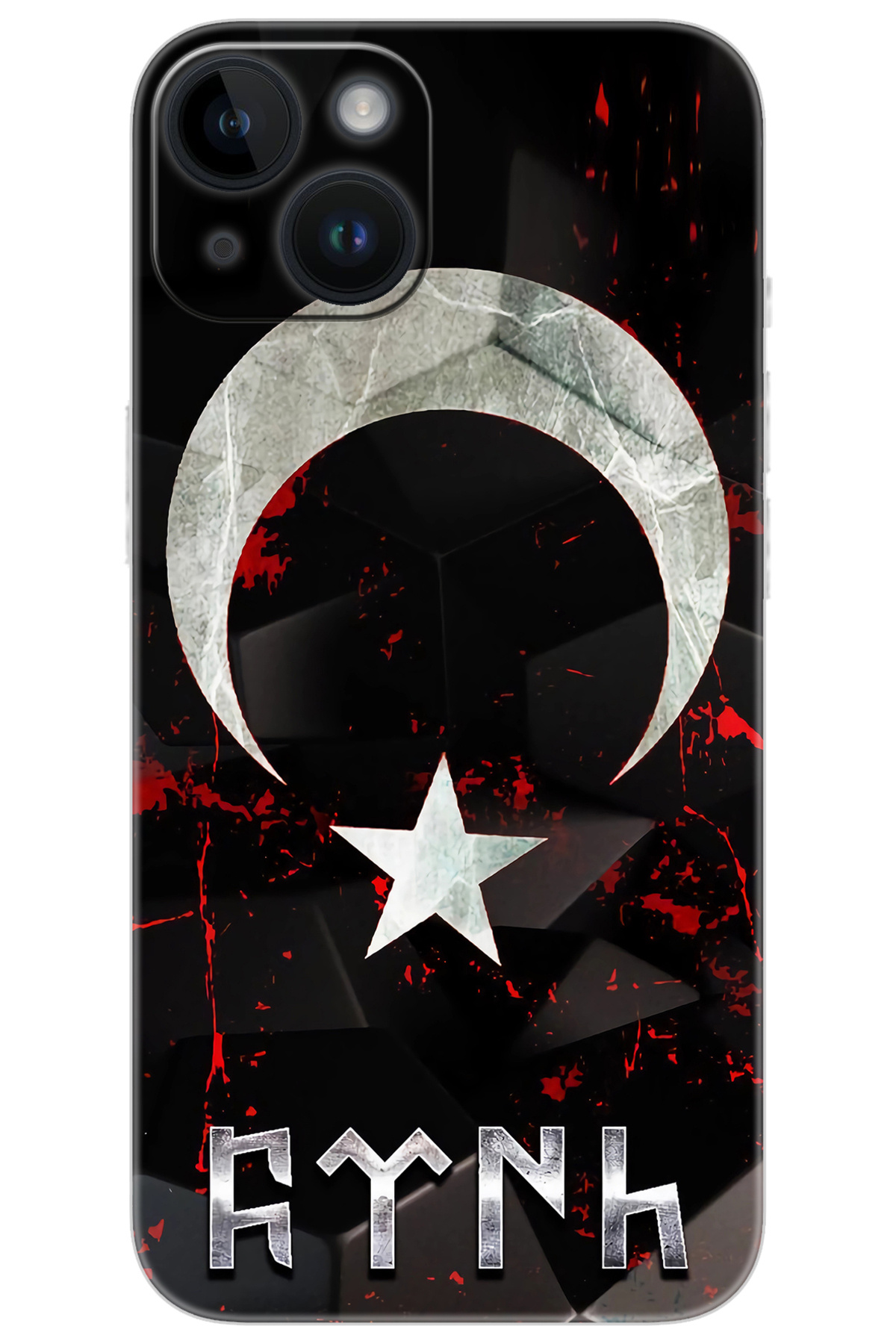 iPhone 14 Compatible Case Pattern Printed Silicone Moon Star and Göktürk Turkish NGO:636 CP-YkMh8Yc