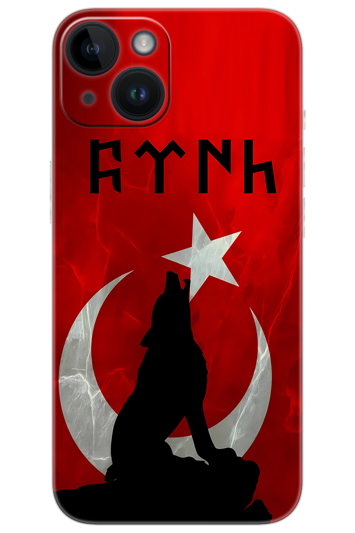 iPhone 14 Compatible Case Pattern Printed Silicone Wolf and Göktürk NGO:637 CP-yUkP23r