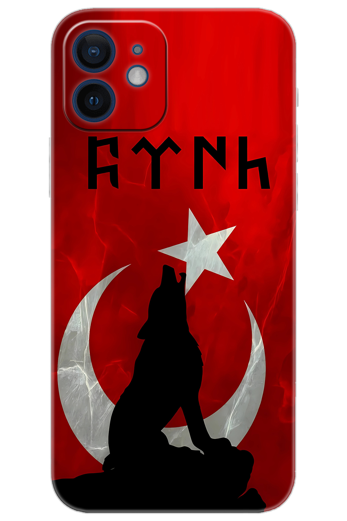 iPhone 12 Compatible Case Pattern Printed Silicone Wolf and Göktürk NGO:637 CP-2AkCnp1