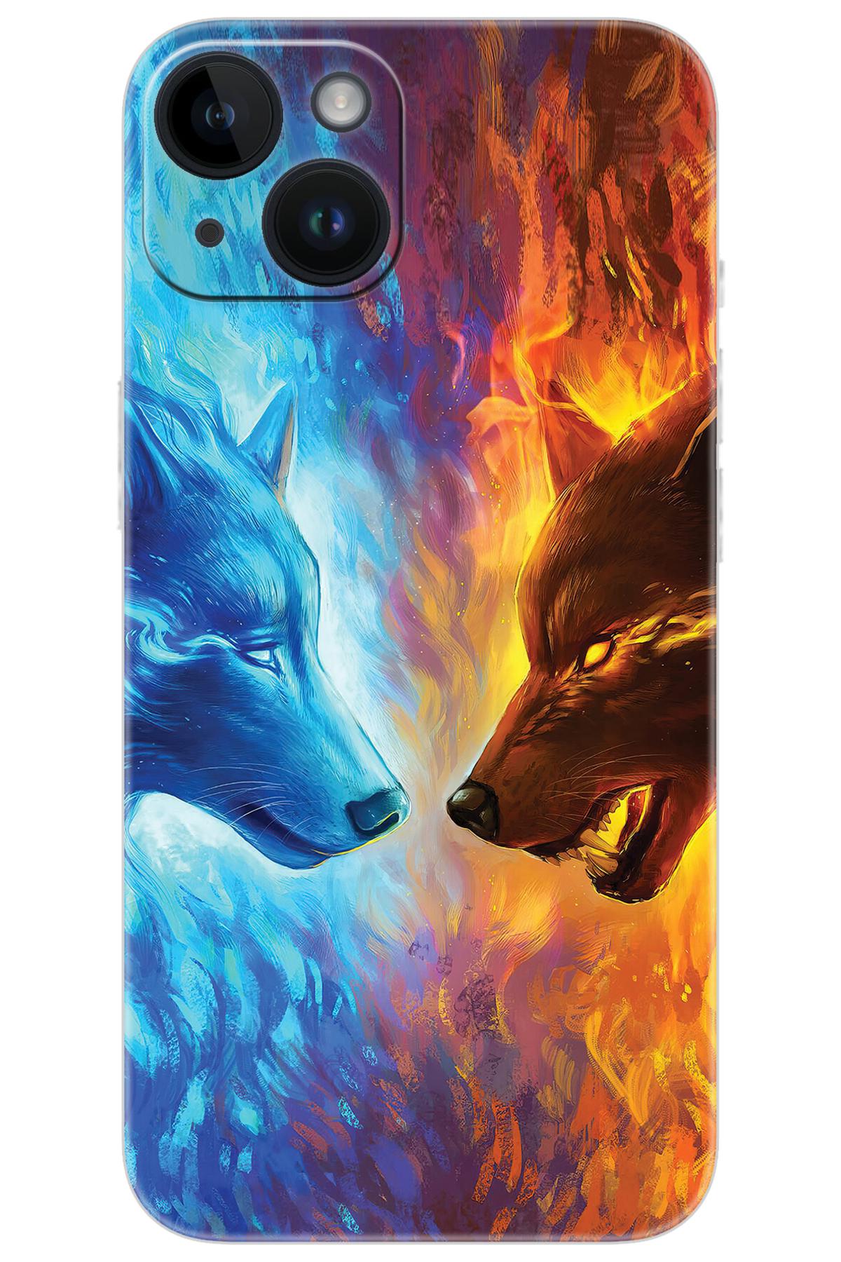 iPhone 14 Compatible Case Pattern Printed Silicone Flame and Wolves NGO:489 CP-tqtCp1L