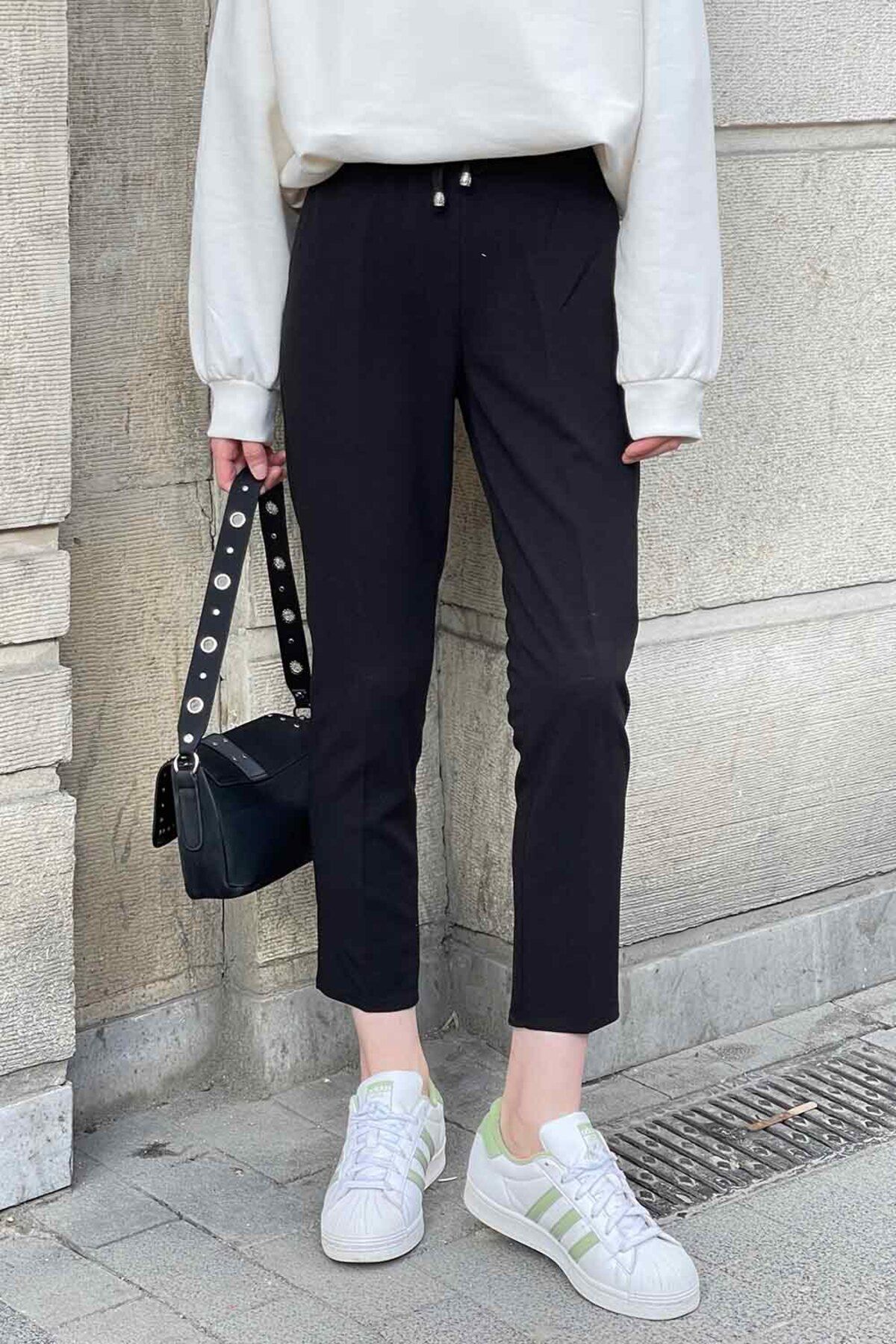 lamelif-Pencil Pants - Elastic Waist Design 3