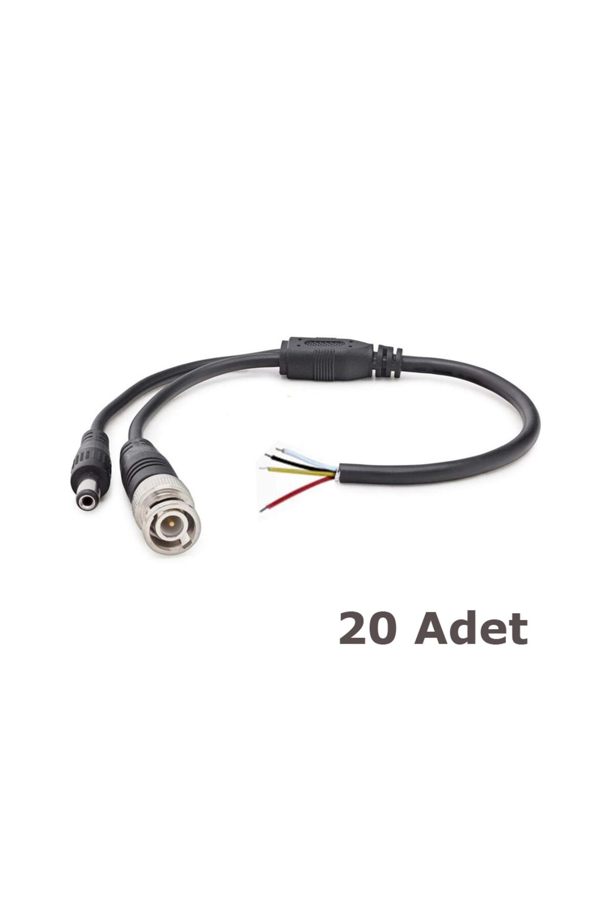 WOZLO Hazır Bnc Ve Power Jack Kablo - Güvenlik Kamera Kablosu - 30cm - 20 Adet