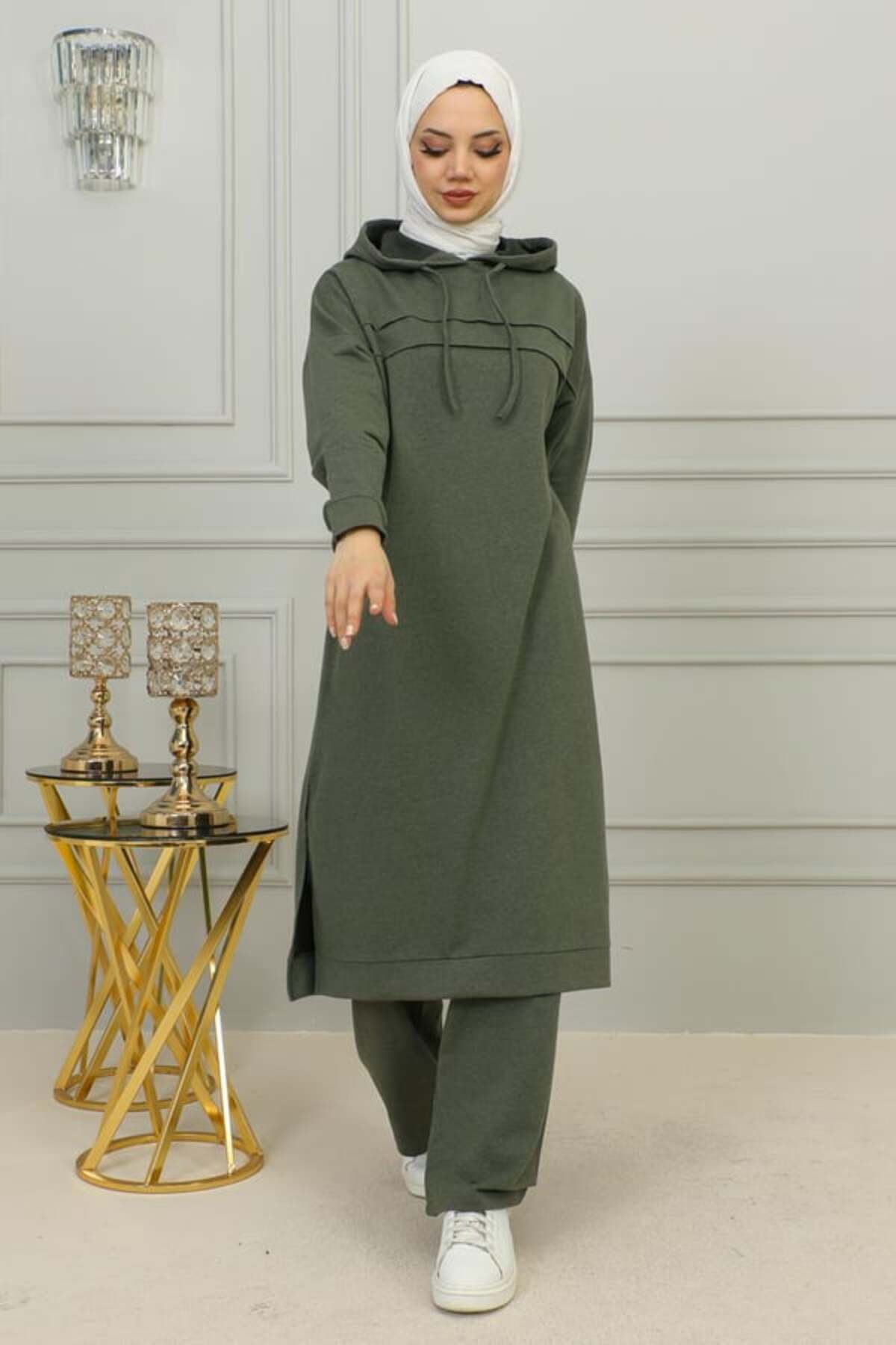 Genel Markalar Uzun Tunikli Spor Takım Haki Tunik Kadın Tunik Kapalılara Özel Tunik Tunik Kadın Tunik