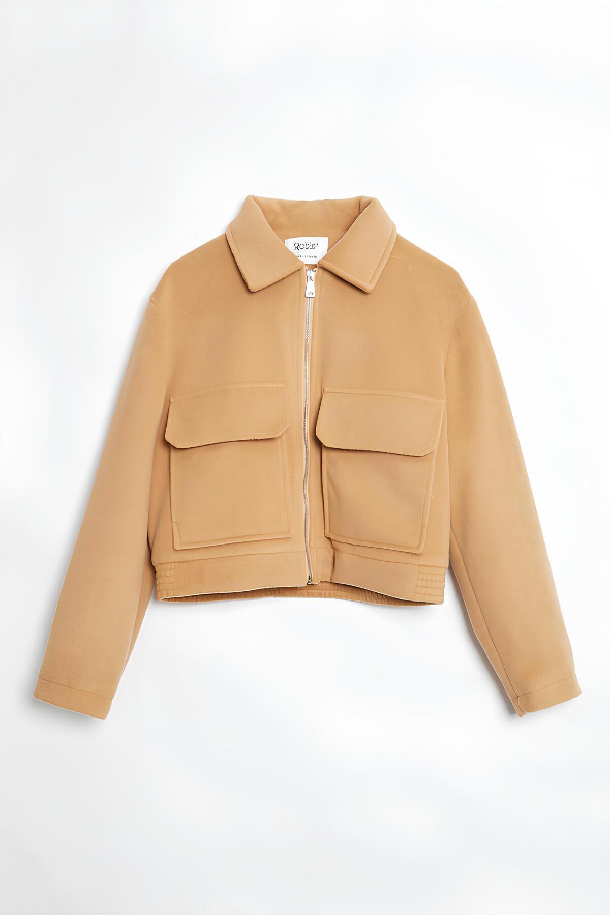 WOMEN CACHET COAT JACKET WITH POCKET DETAIL ZIPPER