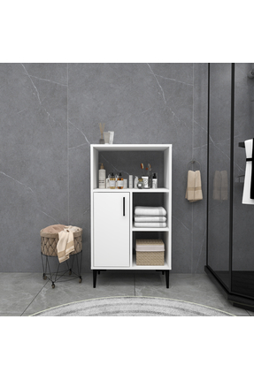 Arnetti Sanimas Banyo Dolabı Beyaz | 5 Raflı Kapaklı Çok Amaçlı Saklama ve Dü...