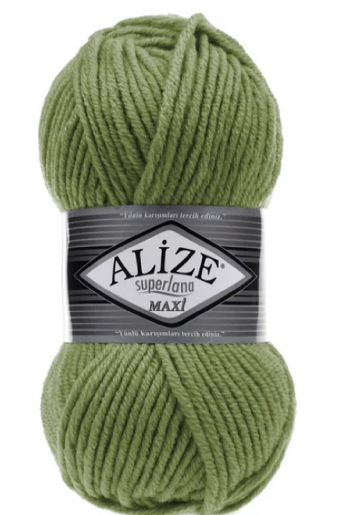 5Pcs Superlana Maxi Olive Green 620 Thick Hand Knitting Rope Vest Cardigan Rope Scarf Beanie Sweater Yarn
