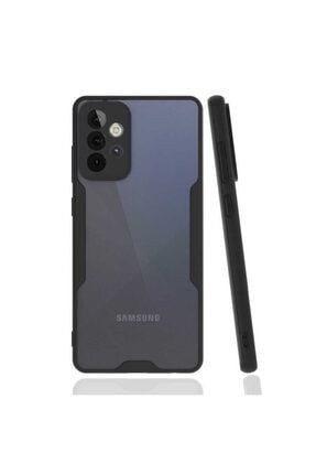 Samsung Galaxy A72 Uyumlu Kamera Korumalı Kenarları Renkli Arkası Mat Silikon Kılıf Siyah nzhtekmnew0123