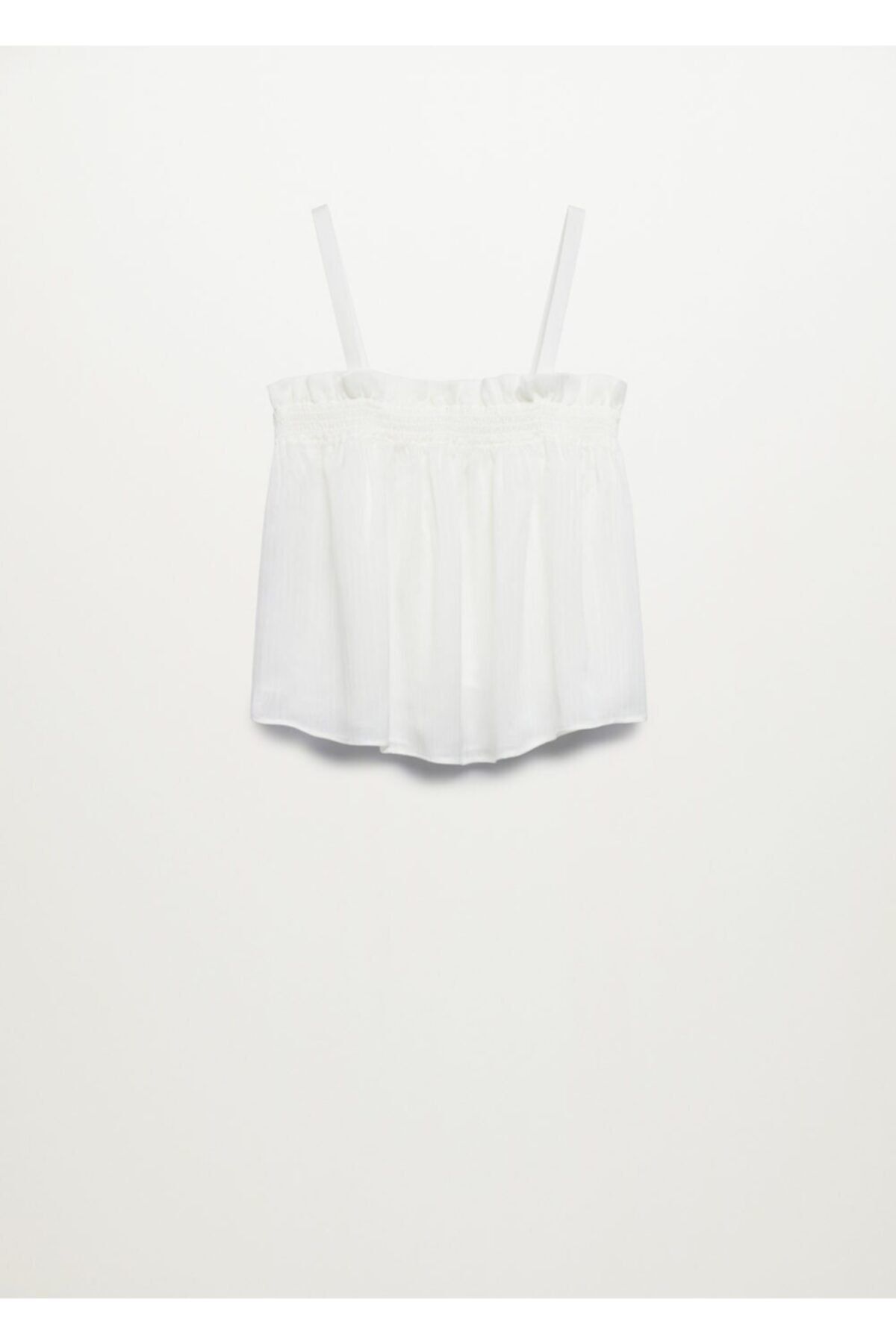 MANGO Woman-Ecrufarbene, fließende Trägerbluse für Damen 3