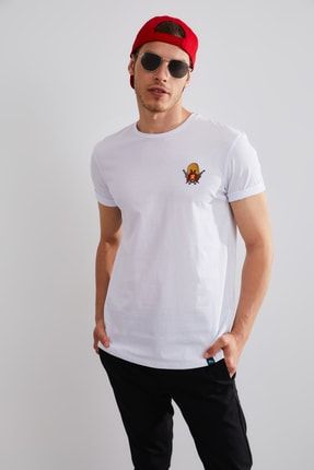 Unisex Beyaz Sam Nakışlı T-shirt NL1016
