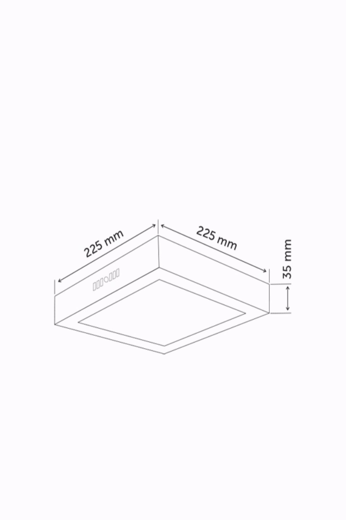 Nisa-Led Ceiling WC Pantry Office Lamp 18 W Square Luminaire Surface Mounted 2700 K Yellow Light 220 V (PLUG AND PLAY) 3