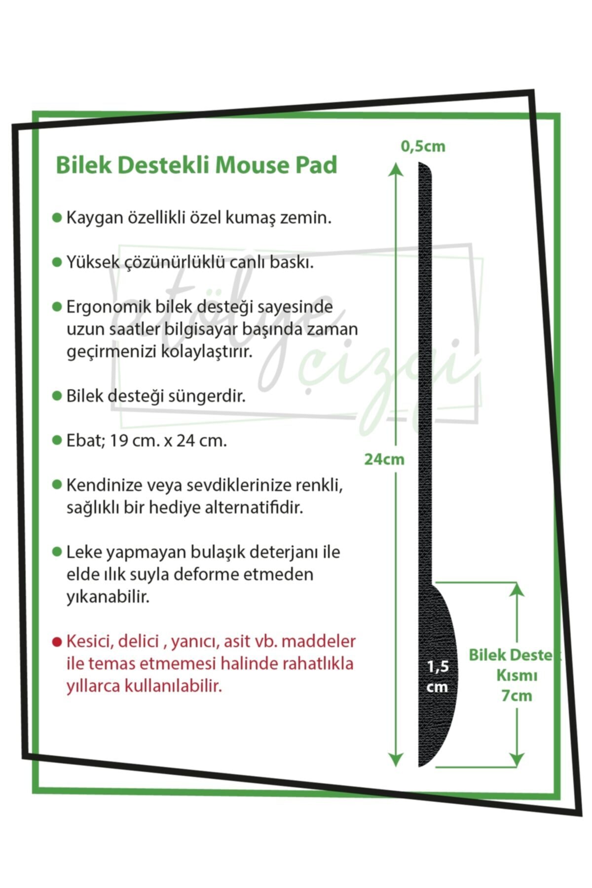 Queen Kraliçe Siyah Gold Bilek Destekli Mouse Pad 5