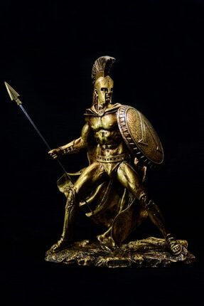 Yunan Savaşçı Spartalı Leonidas Büyük Boy Gold Altın Heykel Biblo leogold1