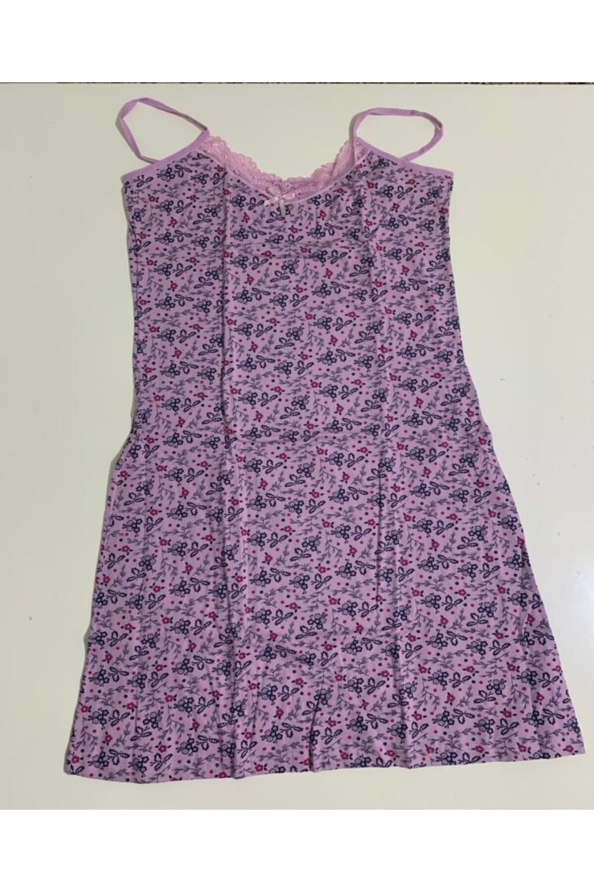 Kırmızı Gelincik Kadın Mor Askılı  Gecelik-