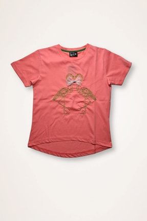 Flamingo Nakışlı Kız Çocuk Somon T-shirt CL0134027