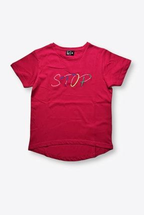 Stop Nakışlı Kız Çocuk Fuşya T-shirt CL0134029