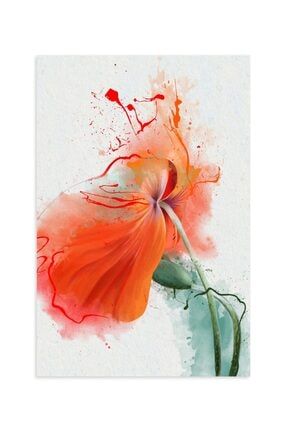 Sltn-sulu Boya Baskılı Turuncu Yapraklı Çiçek Kanvas Tablo-884 - 100x140 SLTN-00781