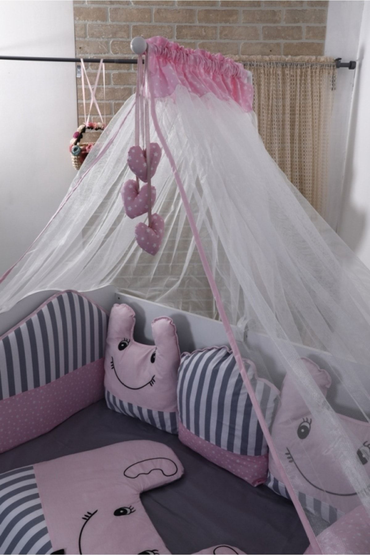 Mini Baby Sm le Pink Mosquito Net and Apparatus Set Trendyol
