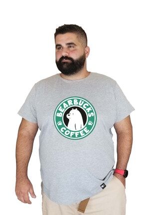 Baskılı Bearbucks Büyük Beden Pamuklu T-shirt Masum Panda 3xl 4xl 5xl 6xl 7xl baskili25masum