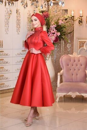 Monalya Kırmızı Abiye Elbise MD 00642