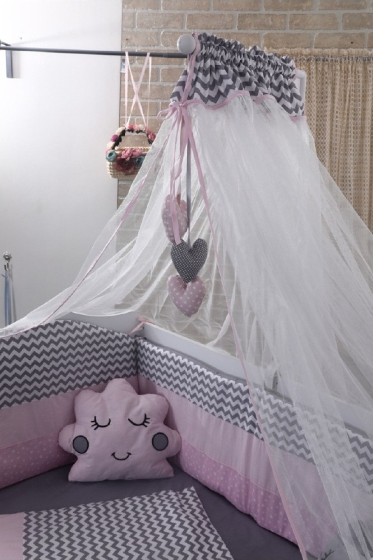Mini Baby Figured Pink Mosquito Net and Apparatus Set