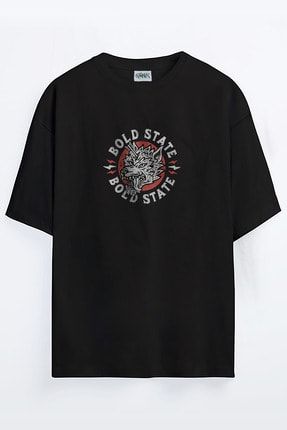 Bold State Sokak Stili Kurt Baskılı Unisex Oversize T-shirt kurt12