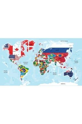Bayraklı Dünya Haritası 70x117cm 8484962780534
