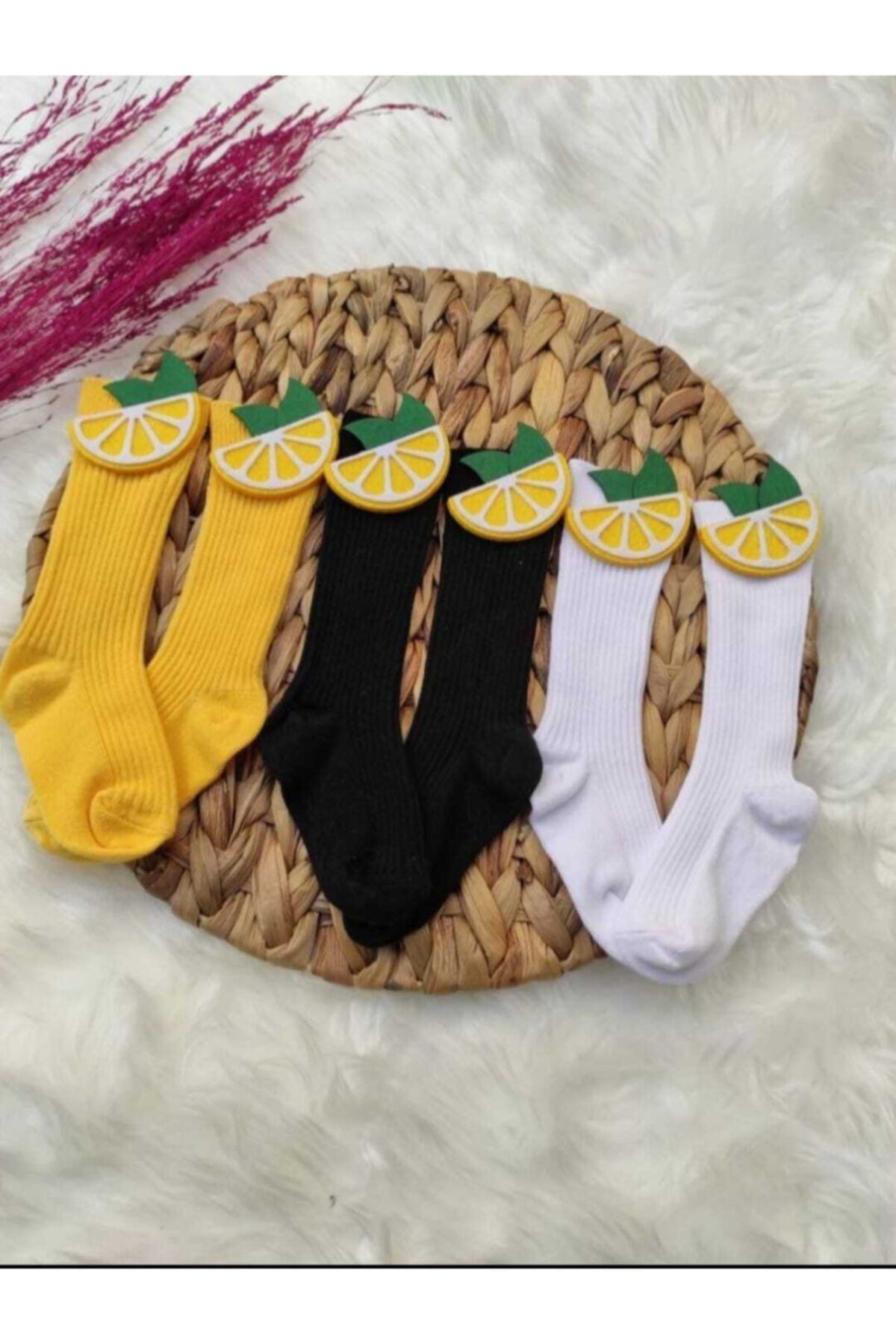 ESES BEBE-Felt Decorated 3 Pack Girls Knee Socks 1