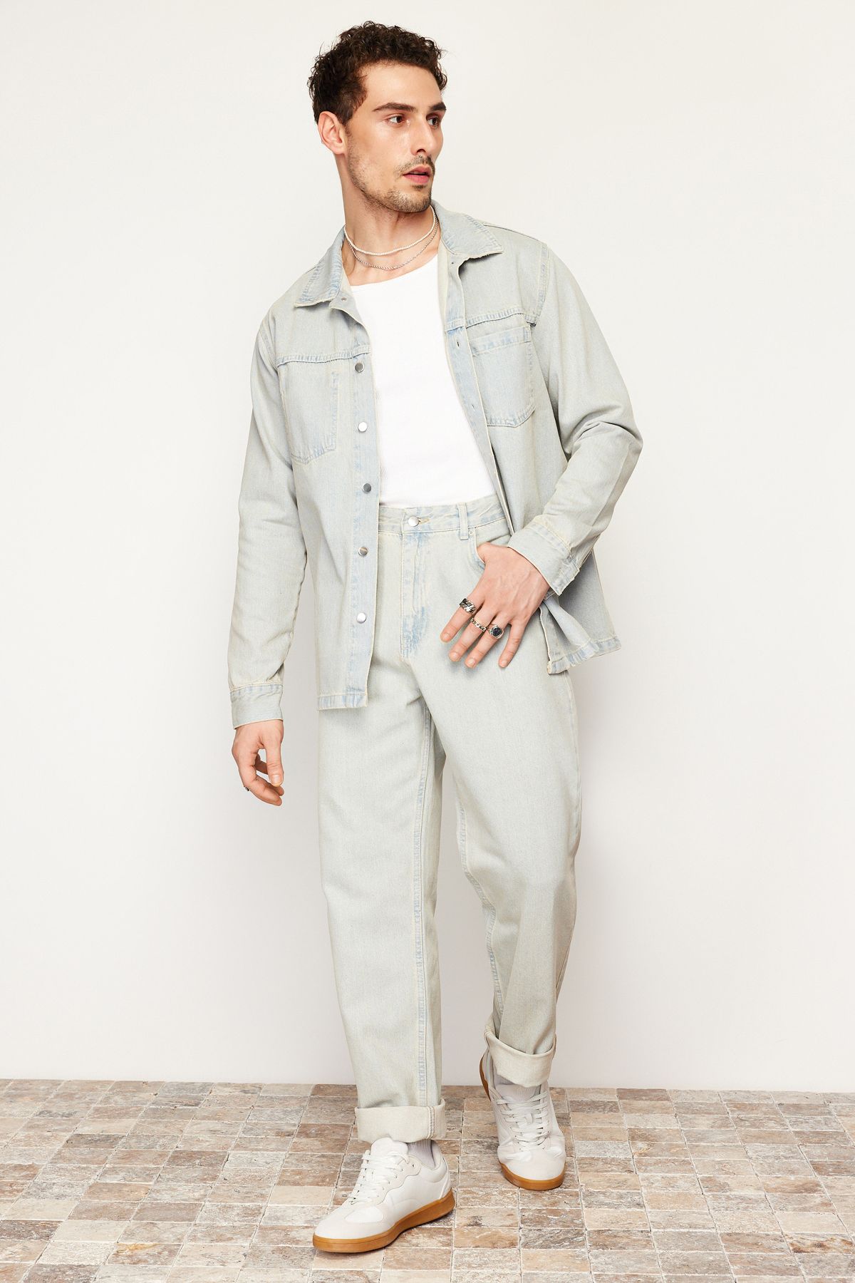 Trendyol Collection Men s Blue Regular Fit Denim Shirt Jacket