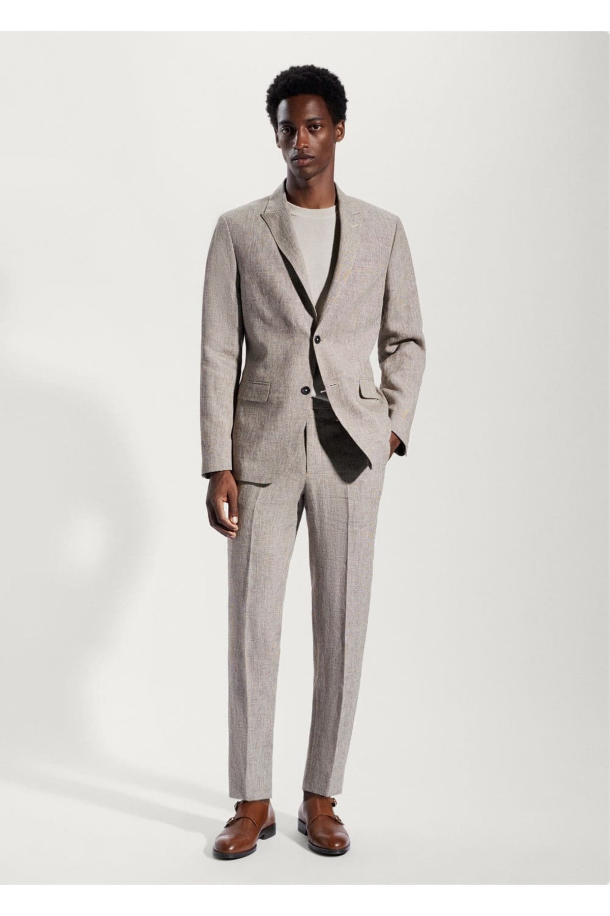 ژاکت مردانه بژ منگوMANGO Man | 57000028 اورجینال - تصویر 2