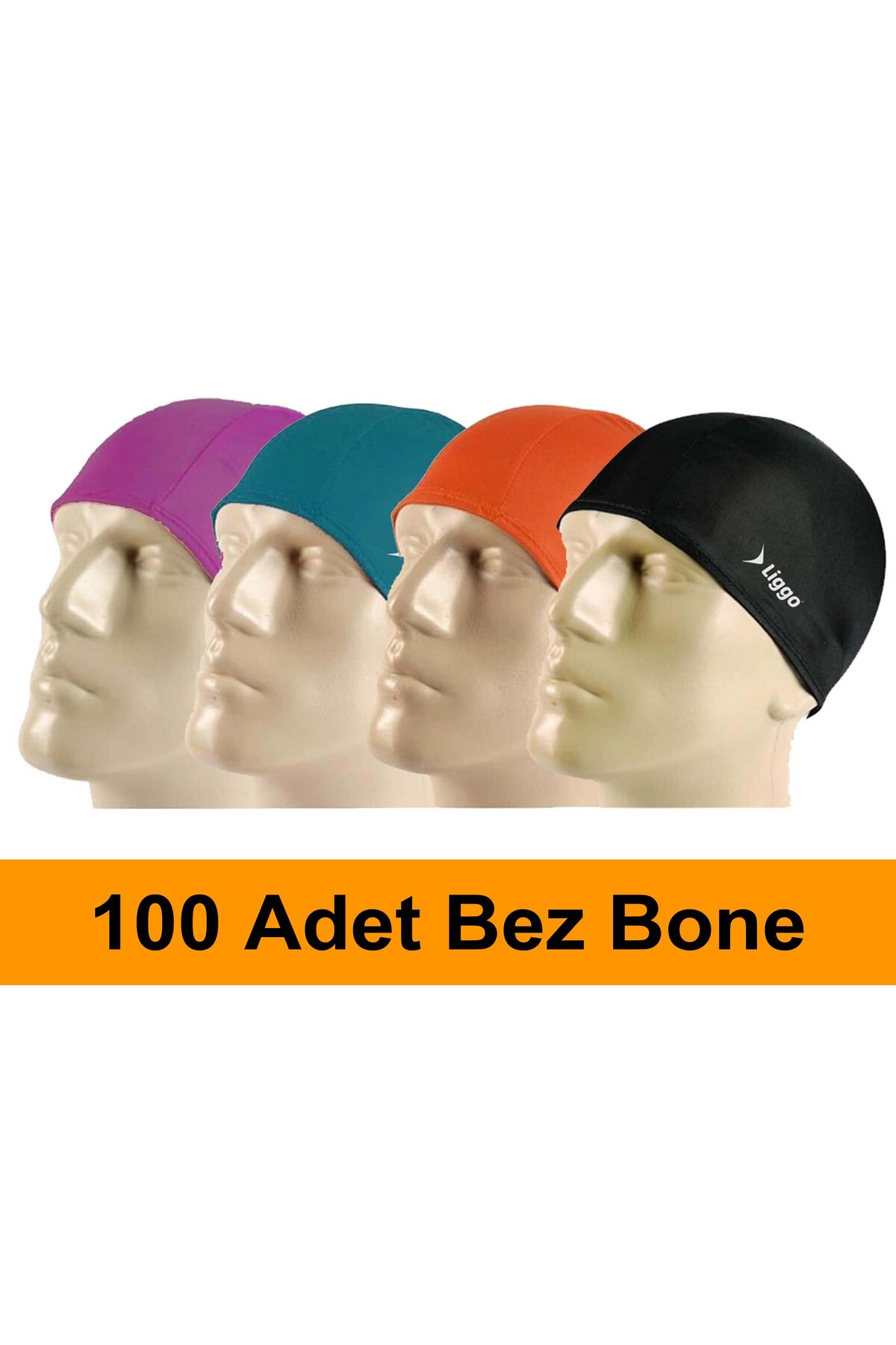 Liggo 100 Adet Likralı Yüzücü Bez Bone Toptan Havuz Bonesi Deniz Bonesi