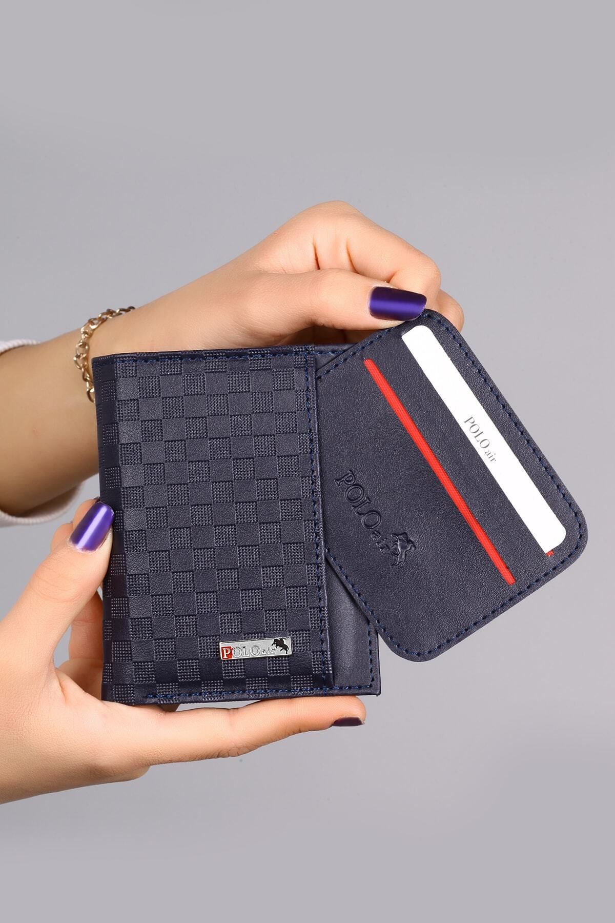 کیف پول مردانه CHECKERS WALLET و CARD HOLDER NAVY BLUE polo air