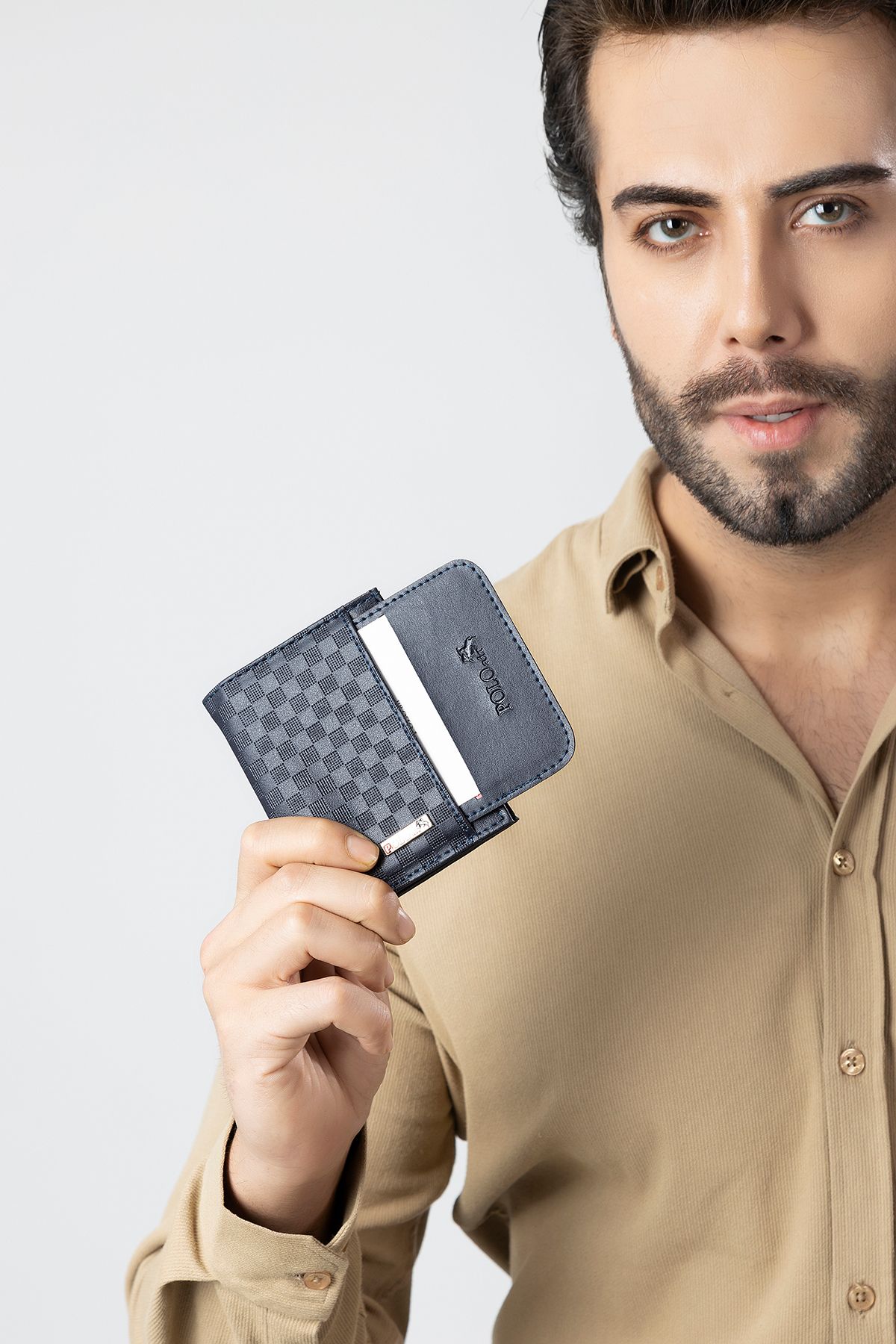 کیف پول مردانه CHECKERS WALLET و CARD HOLDER NAVY BLUE polo air