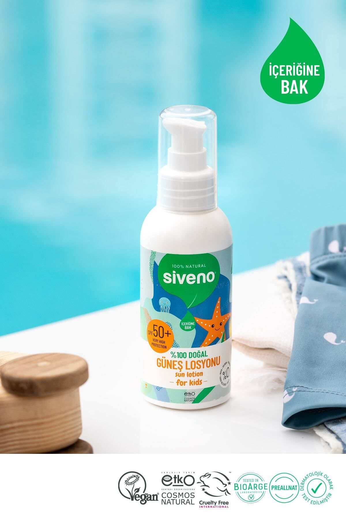 Siveno لوسیون ضدآفتاب طبیعی بچه‌گان با SPF50+ و خواص آنتی‌اکسیدانی و مرطوب‌کننده