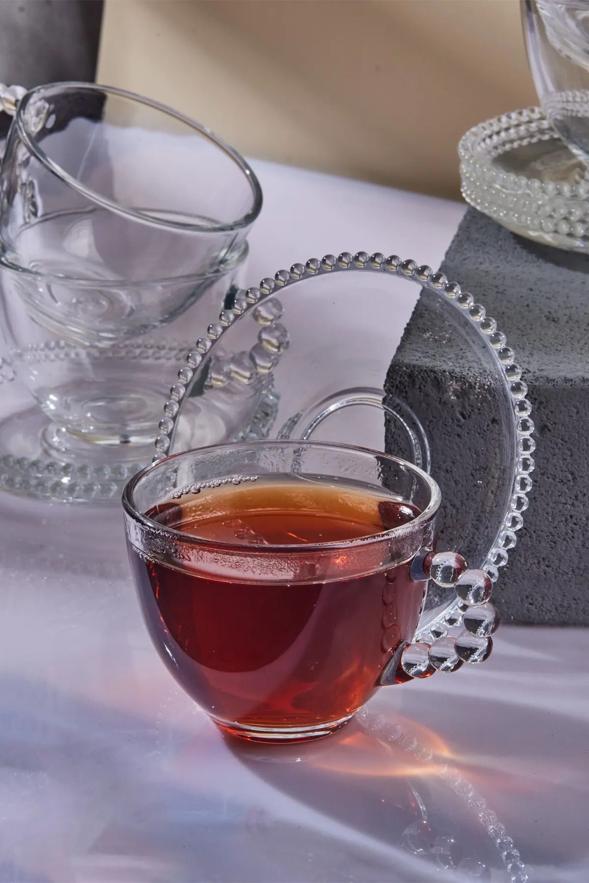 Glass tea cup set hotsell