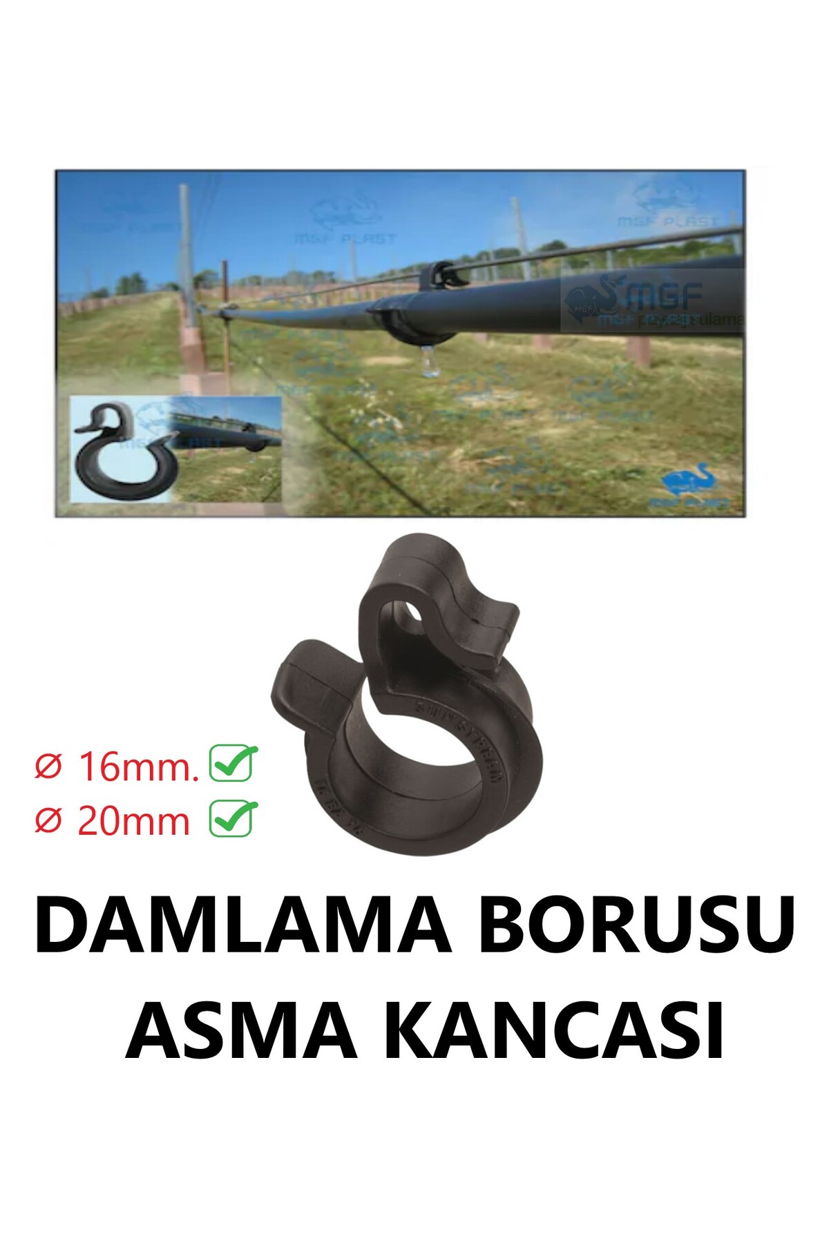 Mgf 16mm&20mm.x 1000 Adet Boru Asma Kancası Aparatı Damla Sulama Hortum Çengeli Kancası