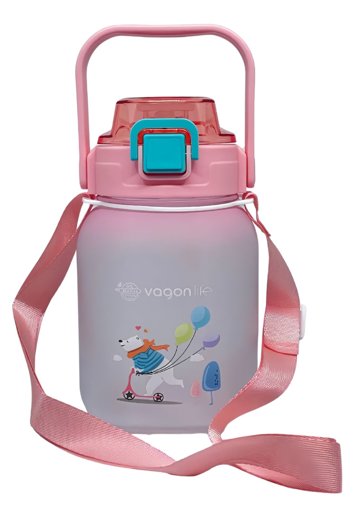 Vagonlife-1100ml with/without Straw Use Cute Animals Patterned Hanging Flask with Handle 2275 1