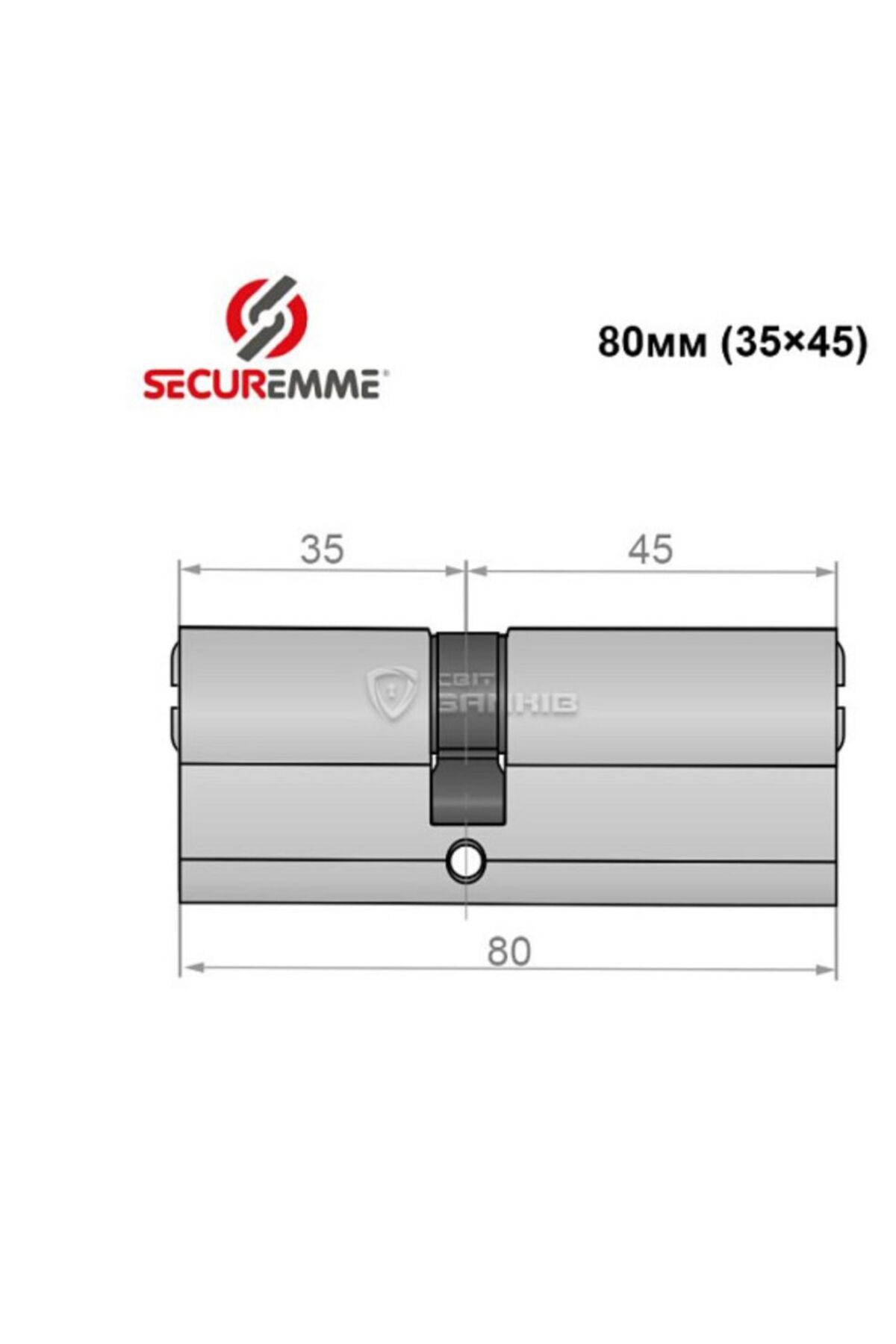 SECUREMME-K2 80 mm 35x45 lock / key matte chrome (Italy) 1+5 key (3200ccs35451x5) 4