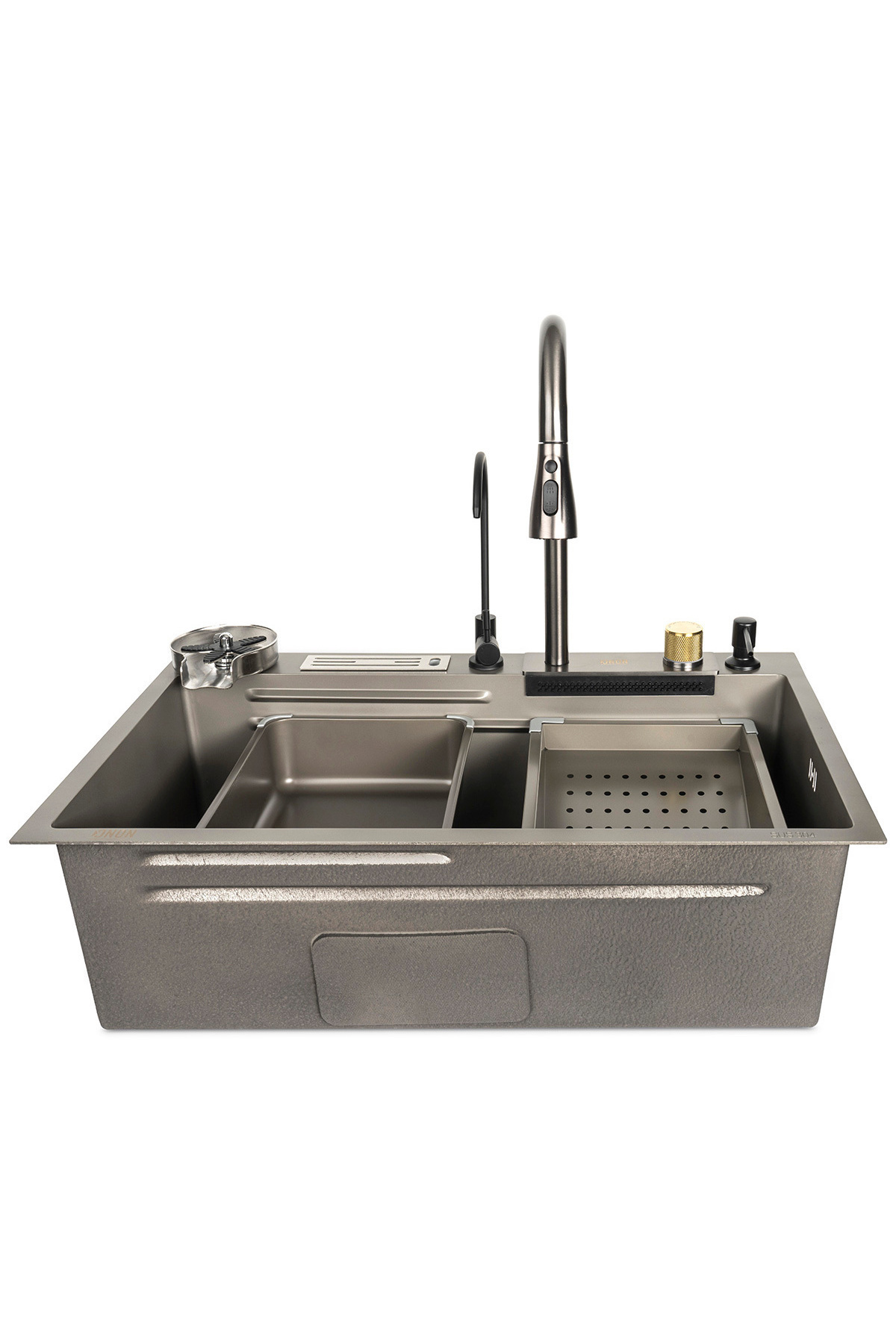 STILMAX Paslanmaz Çelik Sus304 Teknolojik Akıllı Şalale Evye Seti 75x45 cm 8 Fonksiyonlu Mutfak Evyesi