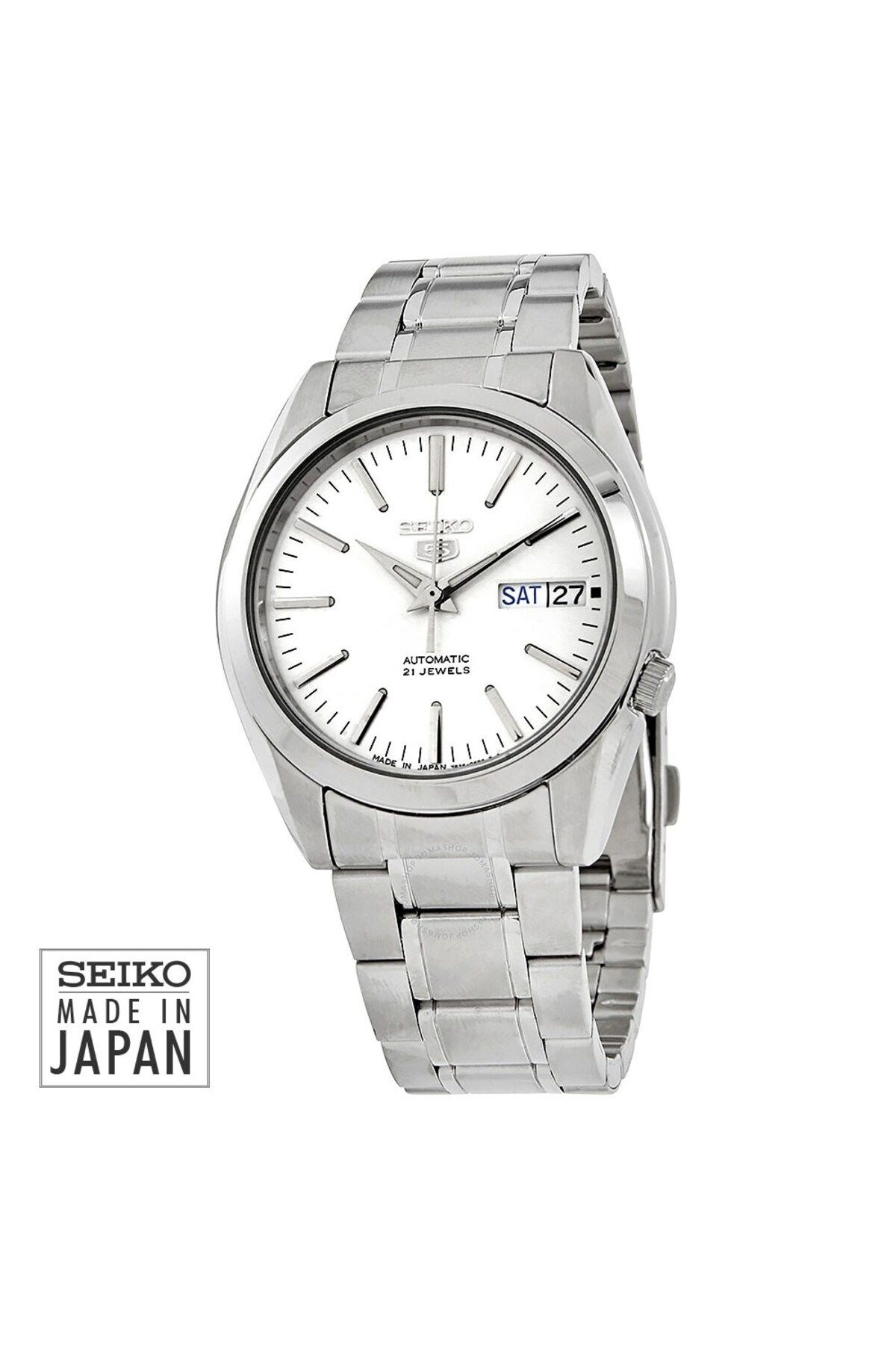 Seiko men's snkl41 seiko 5 white dial stainless steel automatic watch clearance
