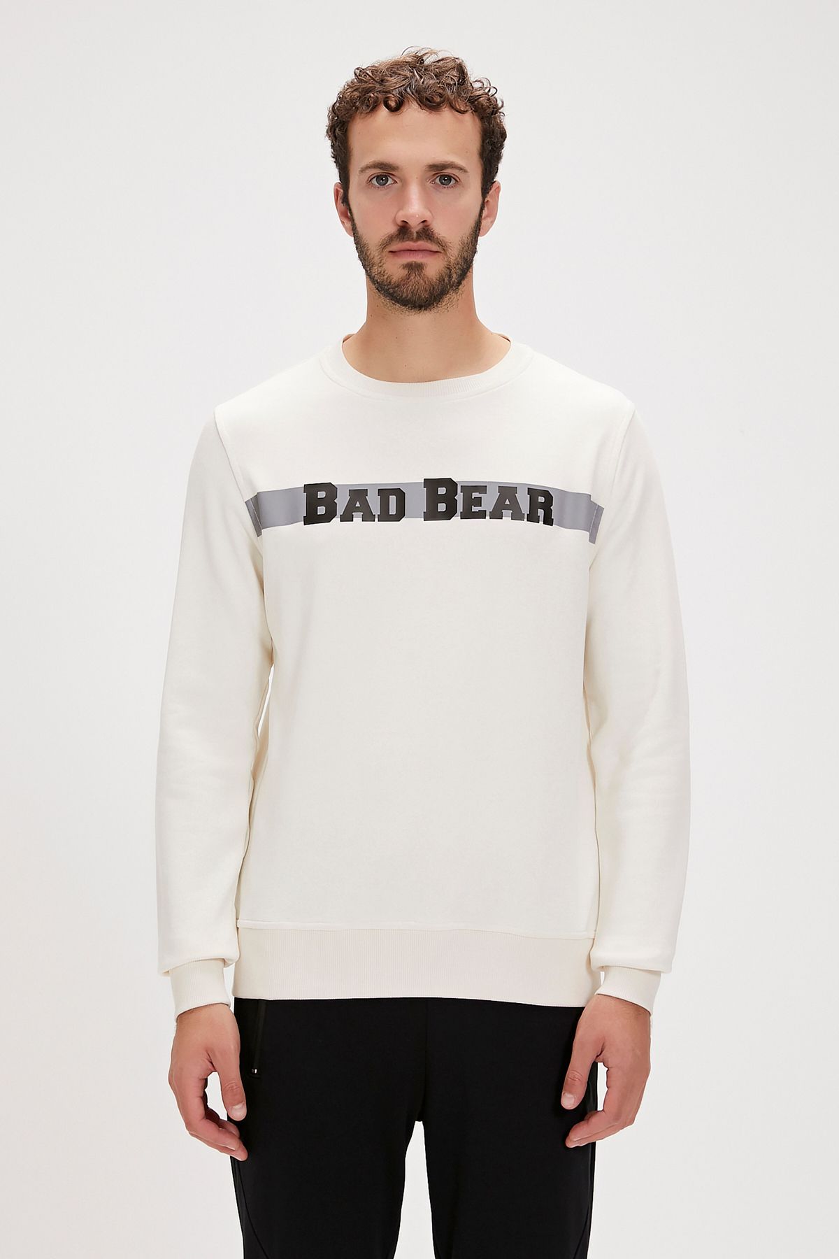 Bad Bear Reflect Bear Crewneck Marshmallow White Men s Sweatshirt