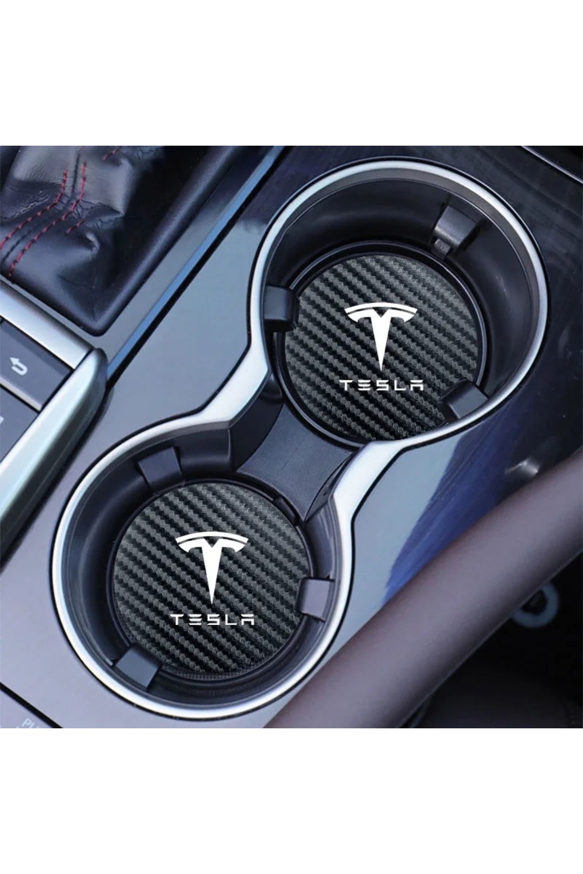 CarStore Tesla Logolu Araç içi Bardak Altlığı Tek Adet