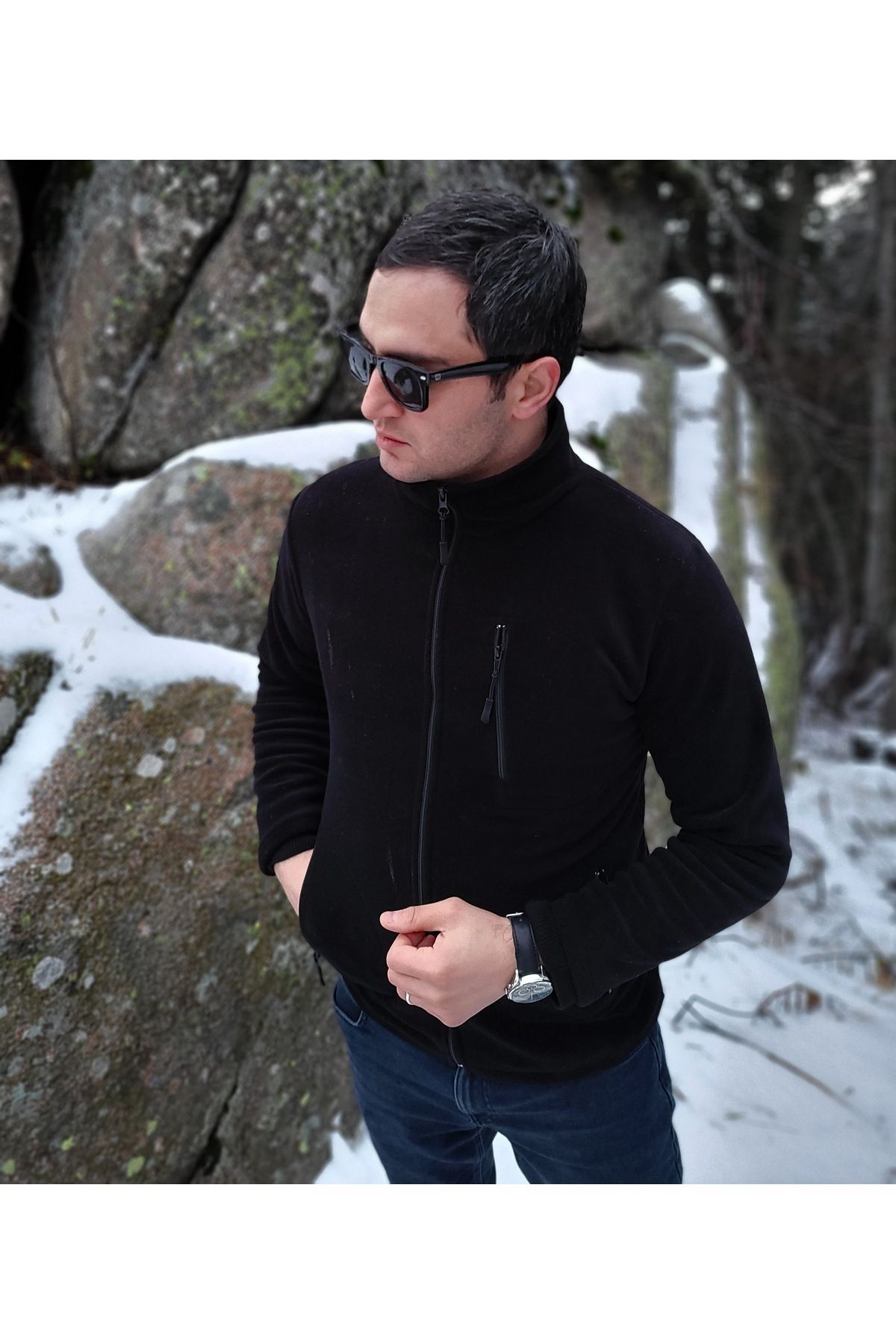 POLAR-men's polar cold-proof polar zipper polar is thick and full mold 5