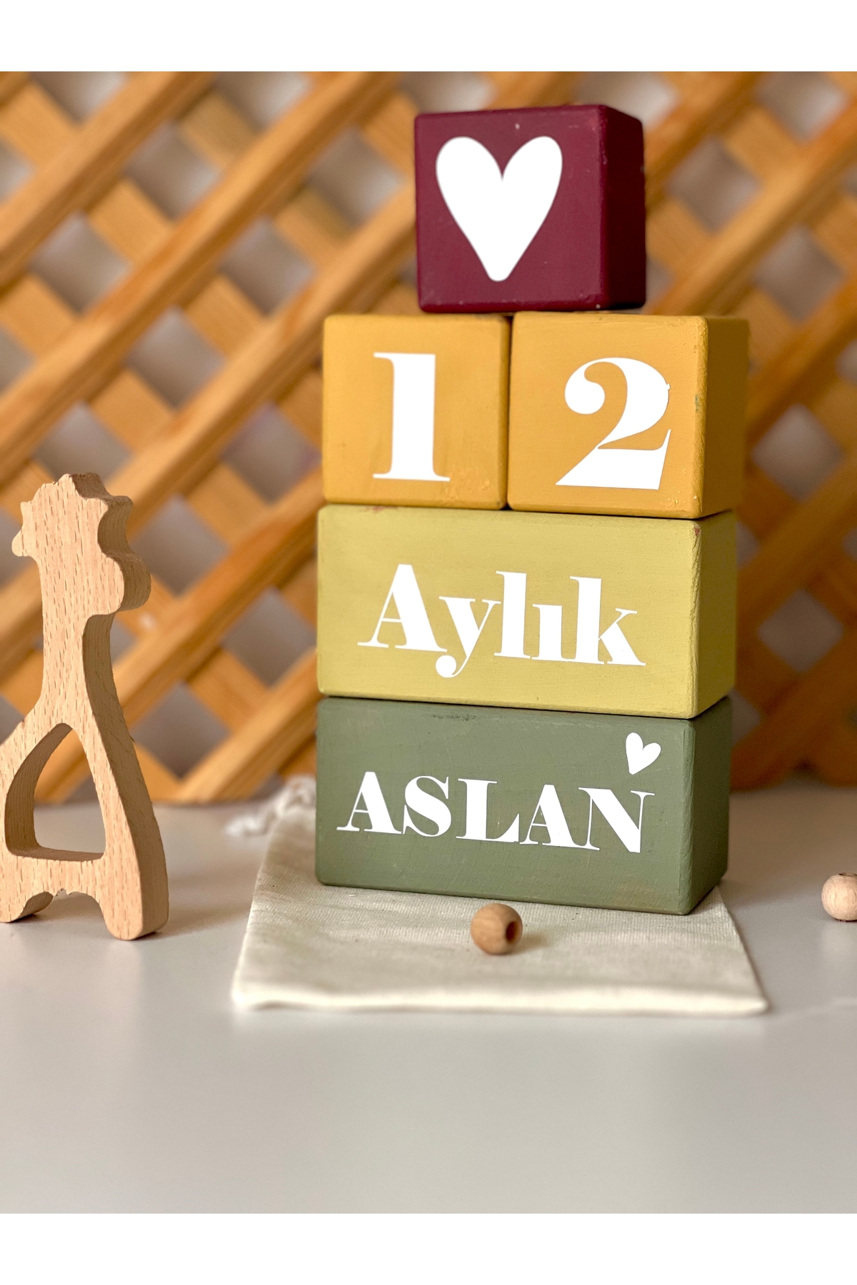 Renkli anne bebek anı küpü ve bebek saç fırçası seti
