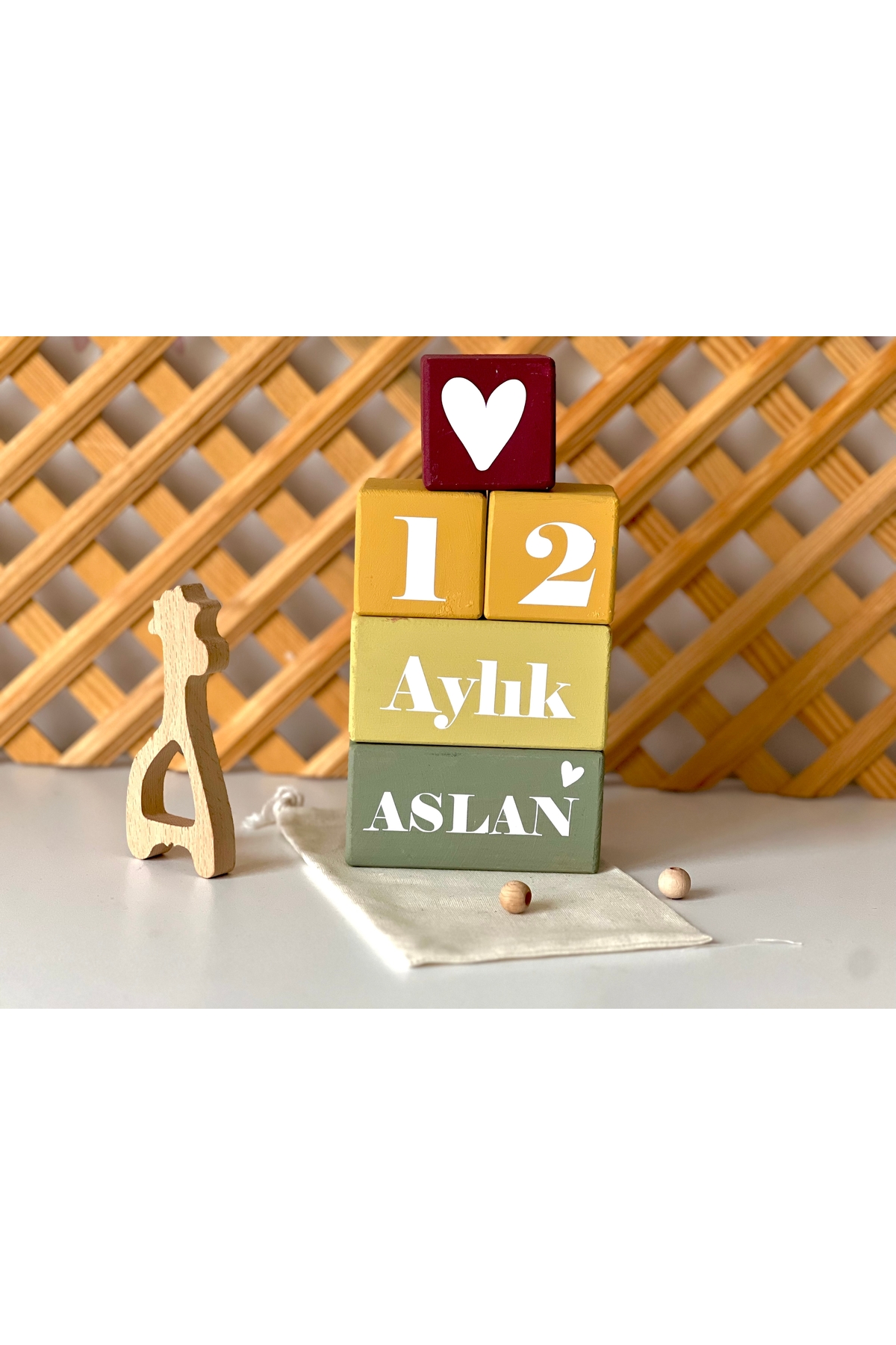 Renkli anne bebek anı küpü ve bebek saç fırçası seti