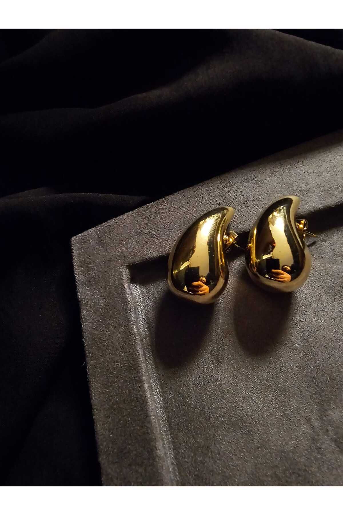 RUKSDESIGN-BOTTEGA Gold and Silver Water Drop Steel Earrings 2