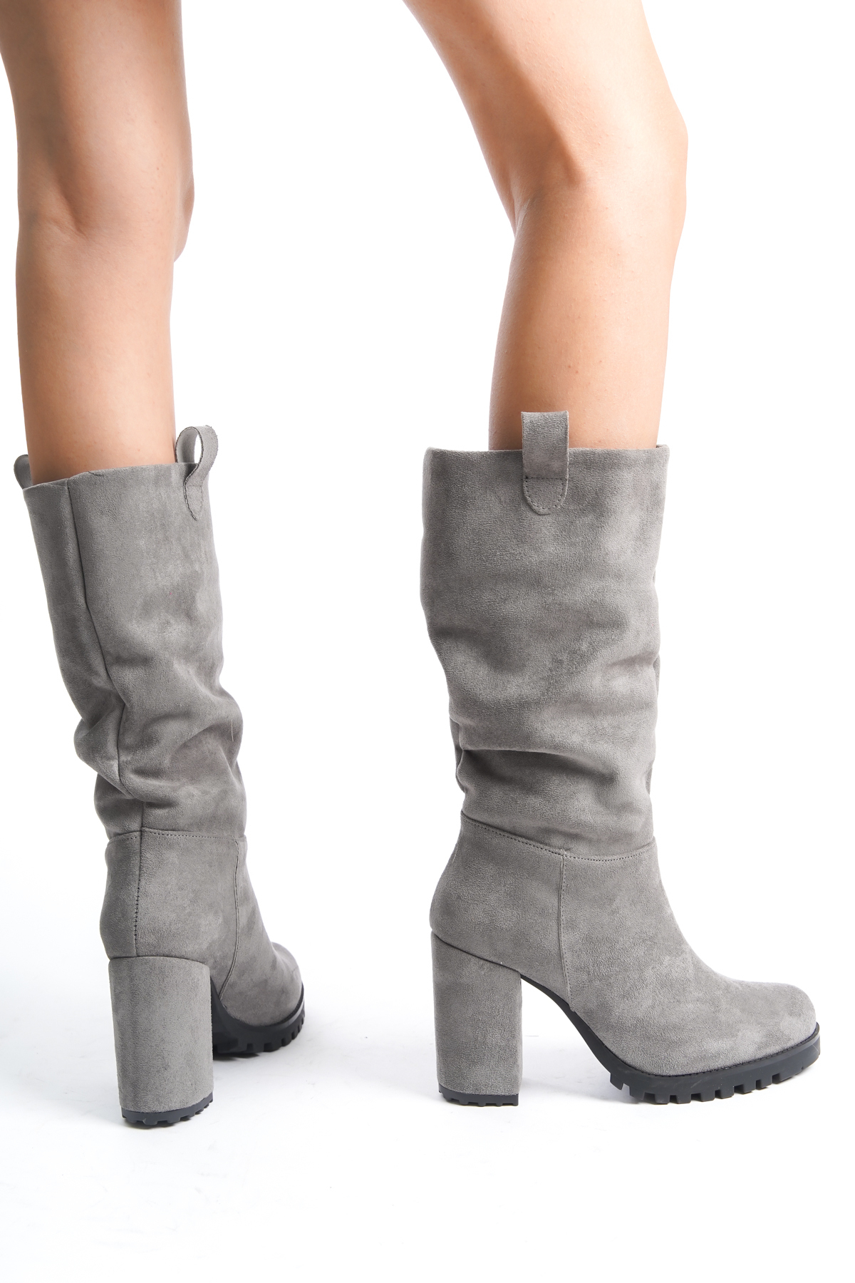 ÜNAL ÖZER  Unal Özer Kadın Gri Süet Günlük Körüklü Çizme Un001-0136 - Görsel 4
