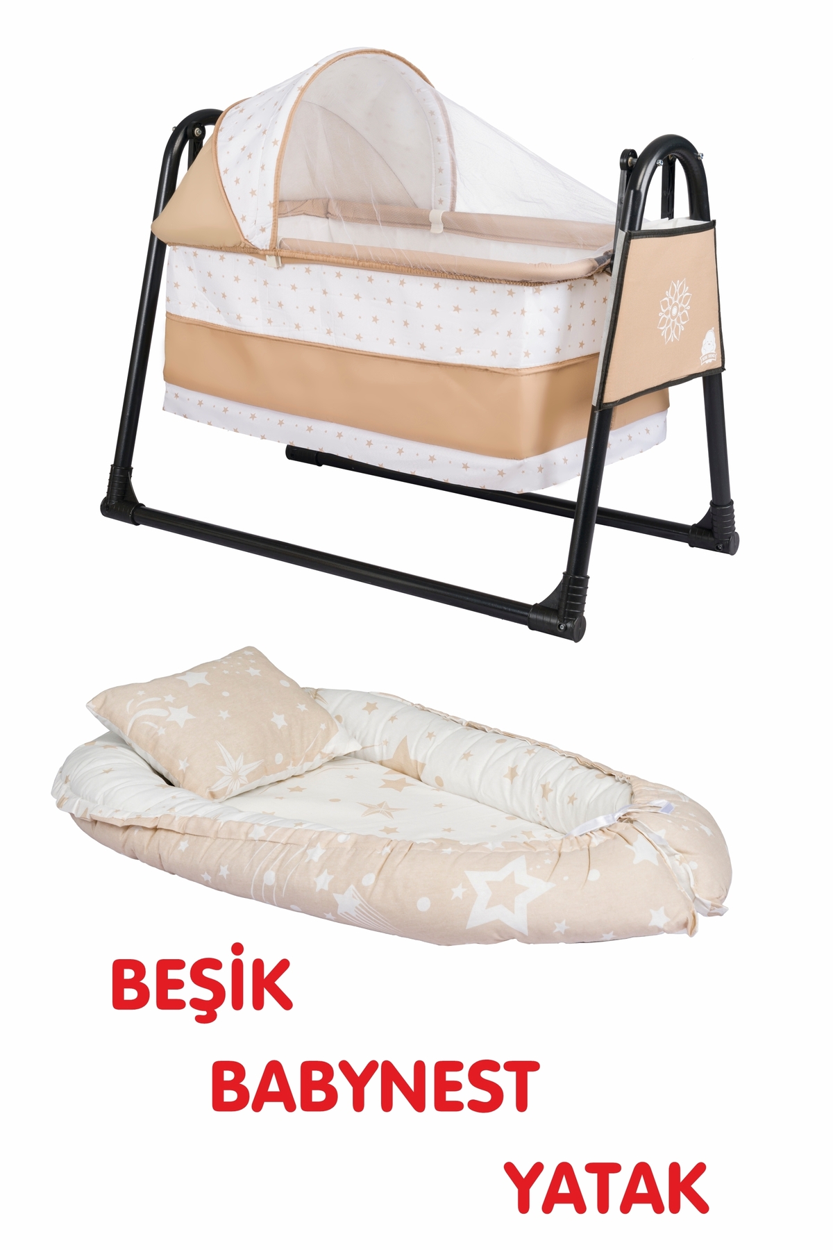 Genel Markalar Btrend Babynest Yatak Ve Yastık+ Cep Hediyeli Sallanır Sepet Beşik Bebek Beşiği Hamak 2 li Set