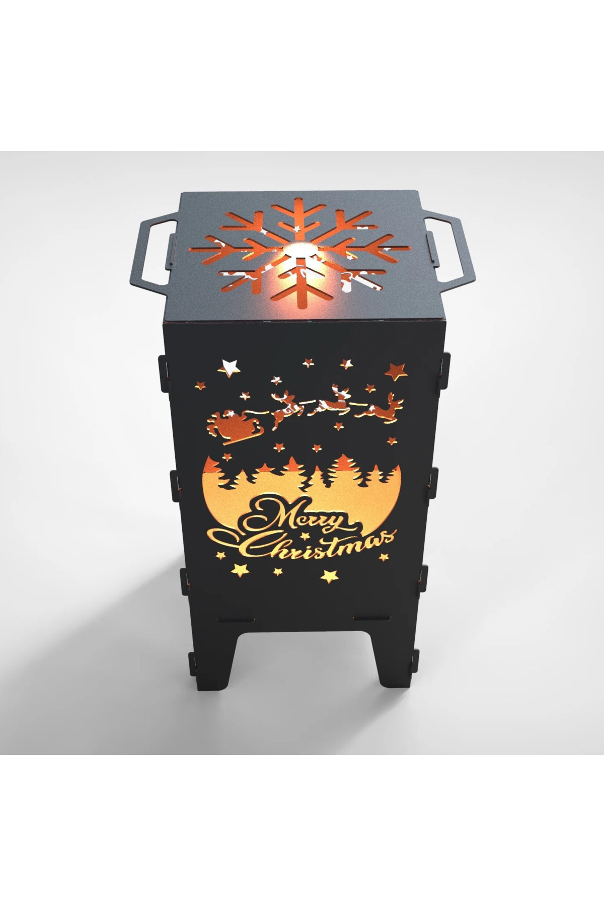 Mery Christmass Desenli Dekoratif Mangal, Portatif Ateş Çukuru 7